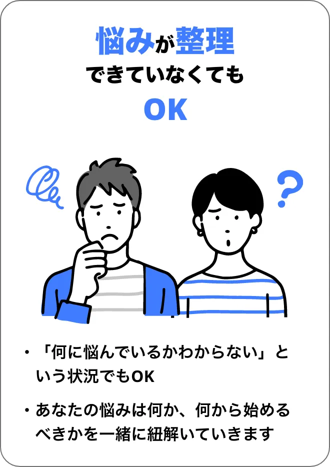 悩みが整理できていなくてもOK